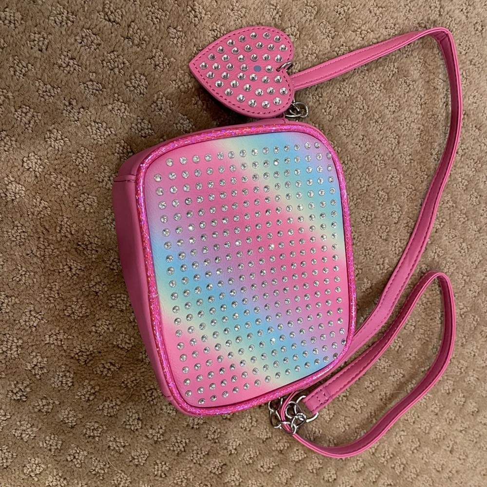 Pink Quilted Crossbody Bag with Holographic Charm